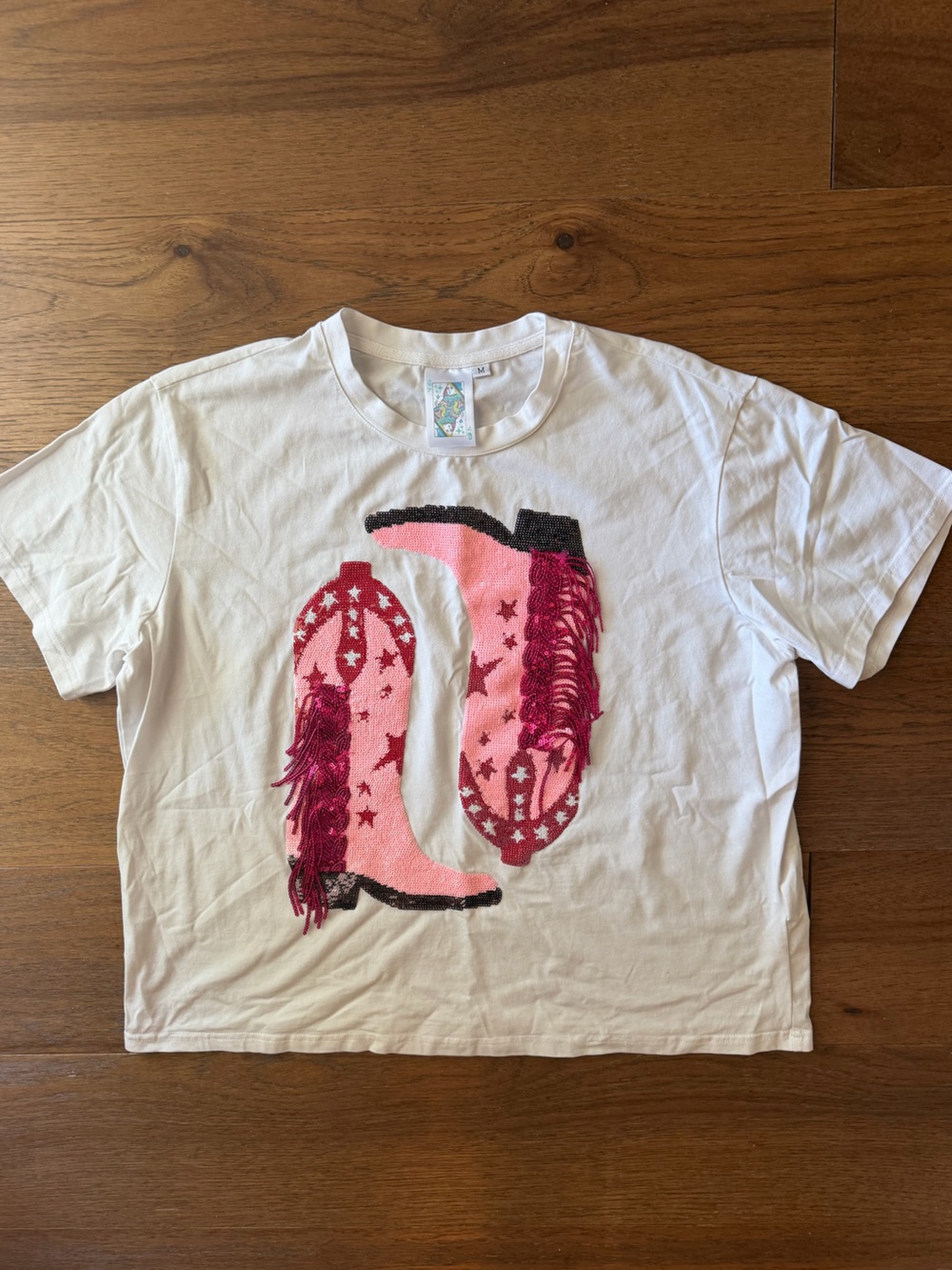 Queen of Sparkles - Pink Cowboy boot tee